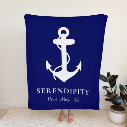 Boat Anchor Navy Blue Sherpa Deken