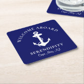 Boat Anchor Navy Personalized Kartonnen Onderzetters (Schuin)