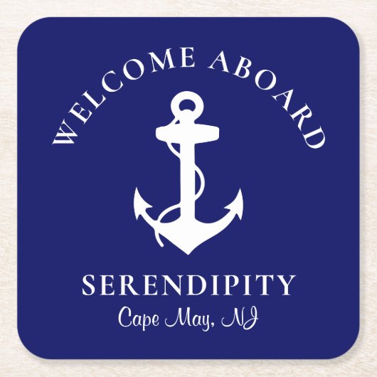 Boat Anchor Navy Personalized Kartonnen Onderzetters (Voorkant)