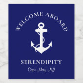 Boat Anchor Navy Personalized Wijn Etiket (Enkel label)