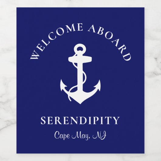 Boat Anchor Navy Personalized Wijn Etiket (Enkel label)