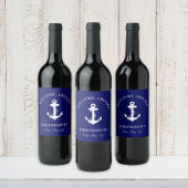 Boat Anchor Navy Personalized Wijn Etiket