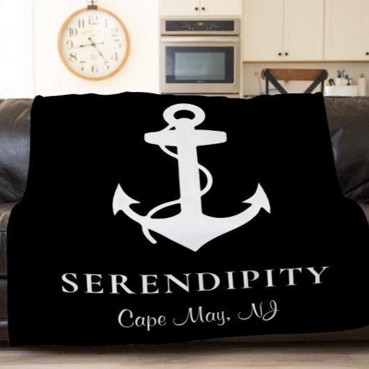 Boat Anchor Personalized Black Sherpa Deken