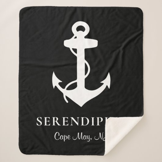 Boat Anchor Personalized Black Sherpa Deken (Voorkant)