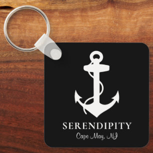 Boat Anchor Personalized Black Sleutelhanger