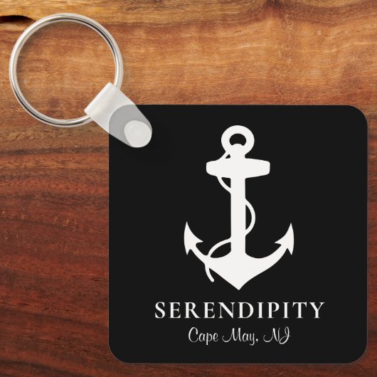 Boat Anchor Personalized Black Sleutelhanger (Voorkant)