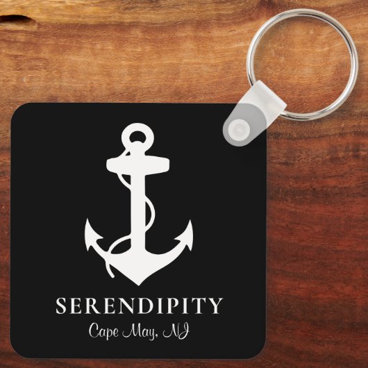 Boat Anchor Personalized Black Sleutelhanger (Achterkant)