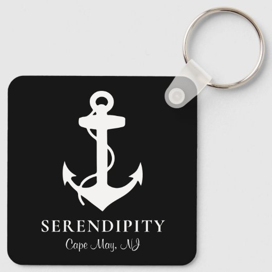 Boat Anchor Personalized Black Sleutelhanger (Achterkant)