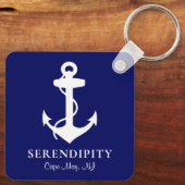 Boat Anchor Personalized Navy Blue Sleutelhanger (Achterkant)