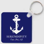 Boat Anchor Personalized Navy Blue Sleutelhanger (Achterkant)
