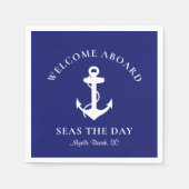 Boat Anchor Personalized Welcome Aboard Navy Blue Servet (Voorkant)