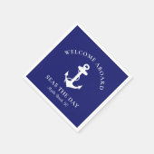 Boat Anchor Personalized Welcome Aboard Navy Blue Servet (Hoek)