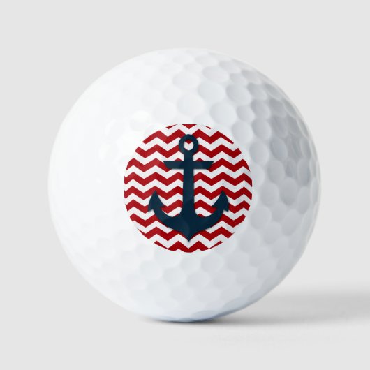 Boat Anchor Red White Blue Nautical Golf Balls Golfballen (Voorkant)