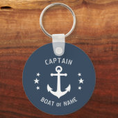  Boat Anchor Stars Kapitein Naam Foto terug Sleutelhanger (Voorkant)