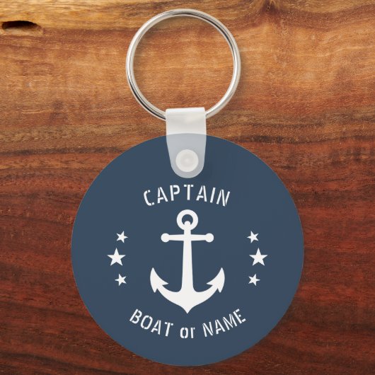  Boat Anchor Stars Kapitein Naam Foto terug Sleutelhanger (Voorkant)