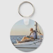  Boat Anchor Stars Kapitein Naam Foto terug Sleutelhanger (Achterkant)