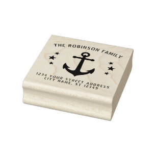  Boat Anchor Stars Naam Adres 2,5 inch Rubberstempel