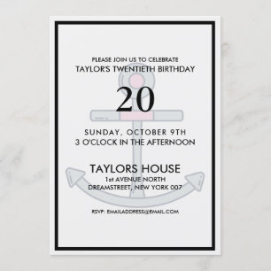 Boat Anchor Trendy Custom Birthday Party Kaart