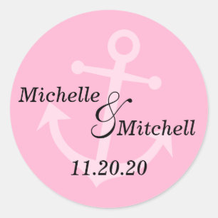 Boat Anchor Wedding Labels (roze)