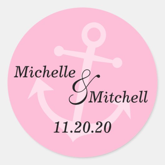 Boat Anchor Wedding Labels (roze) (Voorkant)
