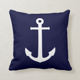 Boat Anchor White op marineblauw Kussen