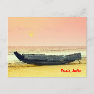 Boat and sunset, Kerala, India Briefkaart