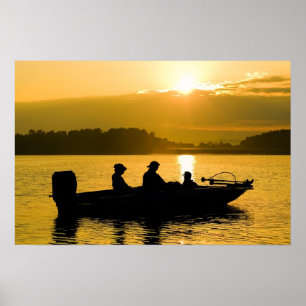 Boat bij zonsopgang poster