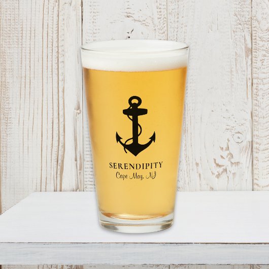 Boat Black Anchor Monogrammed Glas