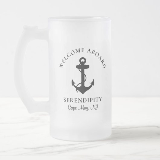 Boat Black Anchor Persoonlijk Matglas Bierpul (Links)