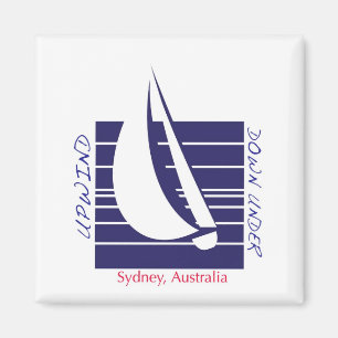 Boat Blue Square_UpDownSydney magnet