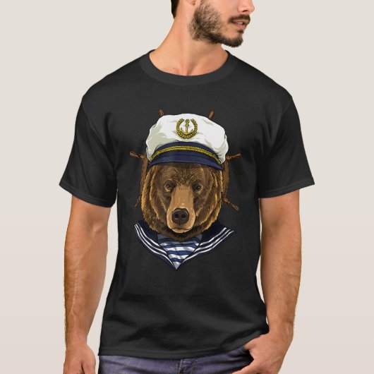 Boat Captain Grizzly Bear Sailing Boat  Owners Sai T-shirt (Voorkant)