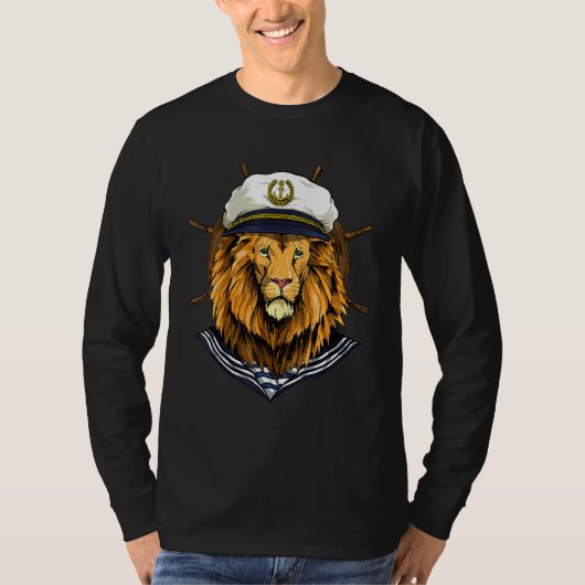 Boat Captain Lion Boat  Boat Owners Sailor Lion T-shirt (Voorkant)