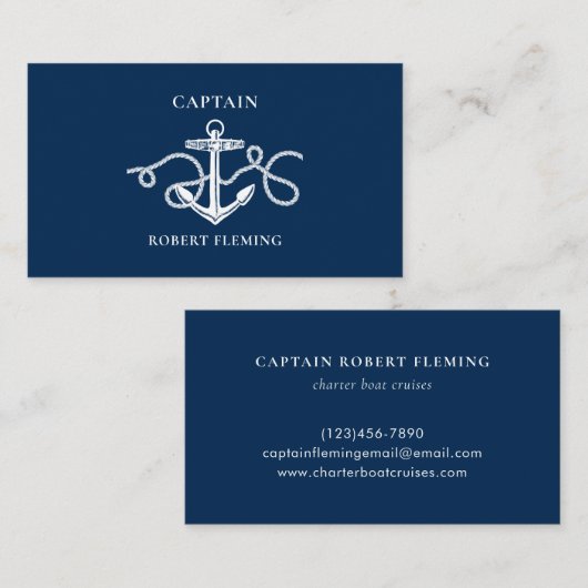 Boat Captain Nautical Anchor  Visitekaartje (Voorkant / Achterkant)