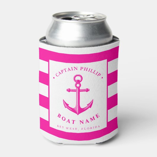 Boat Captain's Anchor Hot Pink Blikjeskoeler (Blikje Voorkant)