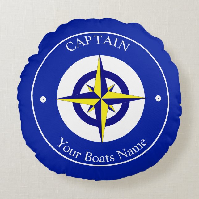Boat captains nautical rond kussen (Voorkant)