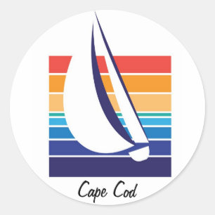 Boat Color Square_Cape Cod sticker
