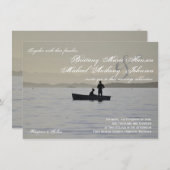 Boat & Couple Silhouette Lake Wedding Invitation Kaart (Voorkant / Achterkant)