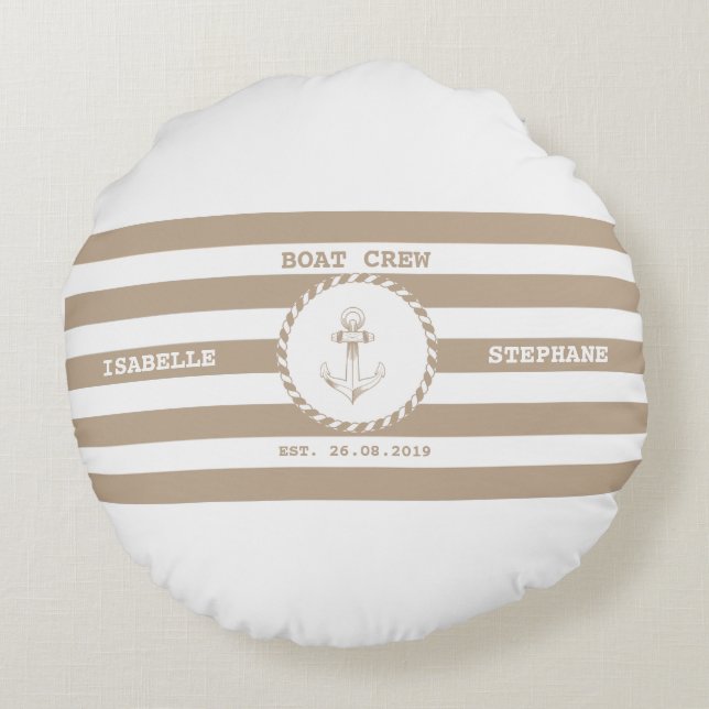 Boat Crew Brown Tyla Rond Kussen (Achterkant)