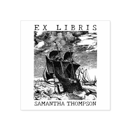  Boat Custom Ex Libris Library Boek Rubberstempel (Afrduk)