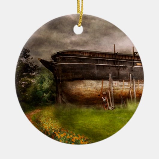 Boat - De bouw van de ark van Noah Keramisch Ornament (Voorkant)