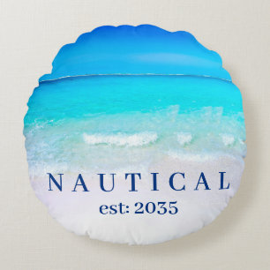 Boat Decor Ocean Zee Blauw Rond Kussen