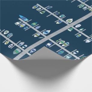 Boat Docks - Greens on Navy Cadeaupapier