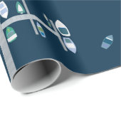 Boat Docks - Greens on Navy Cadeaupapier (Rol Hoek)