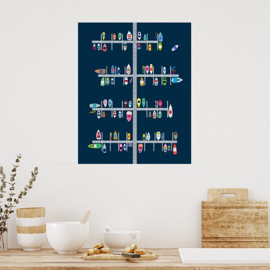 Boat Docks-Multi op marine Poster (Keuken)