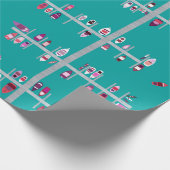 Boat Docks - Roze en rood op Aqua Cadeaupapier (Hoek)