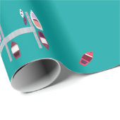 Boat Docks - Roze en rood op Aqua Cadeaupapier (Rol Hoek)