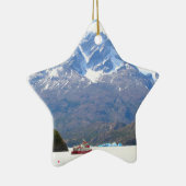 Boat en bergen, Patagonia, Chili Keramisch Ornament (Rechts)