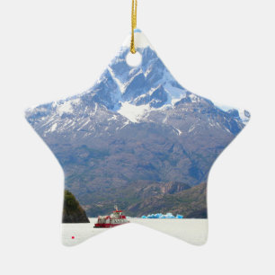 Boat en bergen, Patagonia, Chili Keramisch Ornament