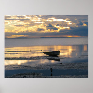 Boat en Heron Poster