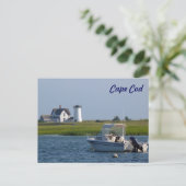 Boat en vuurtoren Chatham Cape Cod Briefkaart (Staand voorkant)